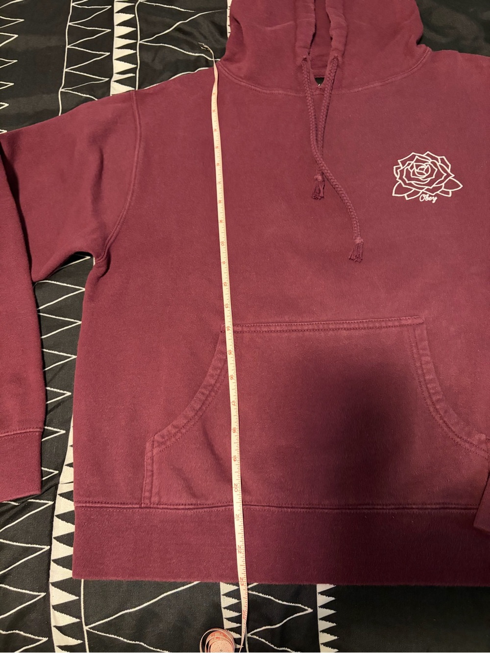 Obey Burgundy Hoodie with Drawstring - Picture 4 of 5